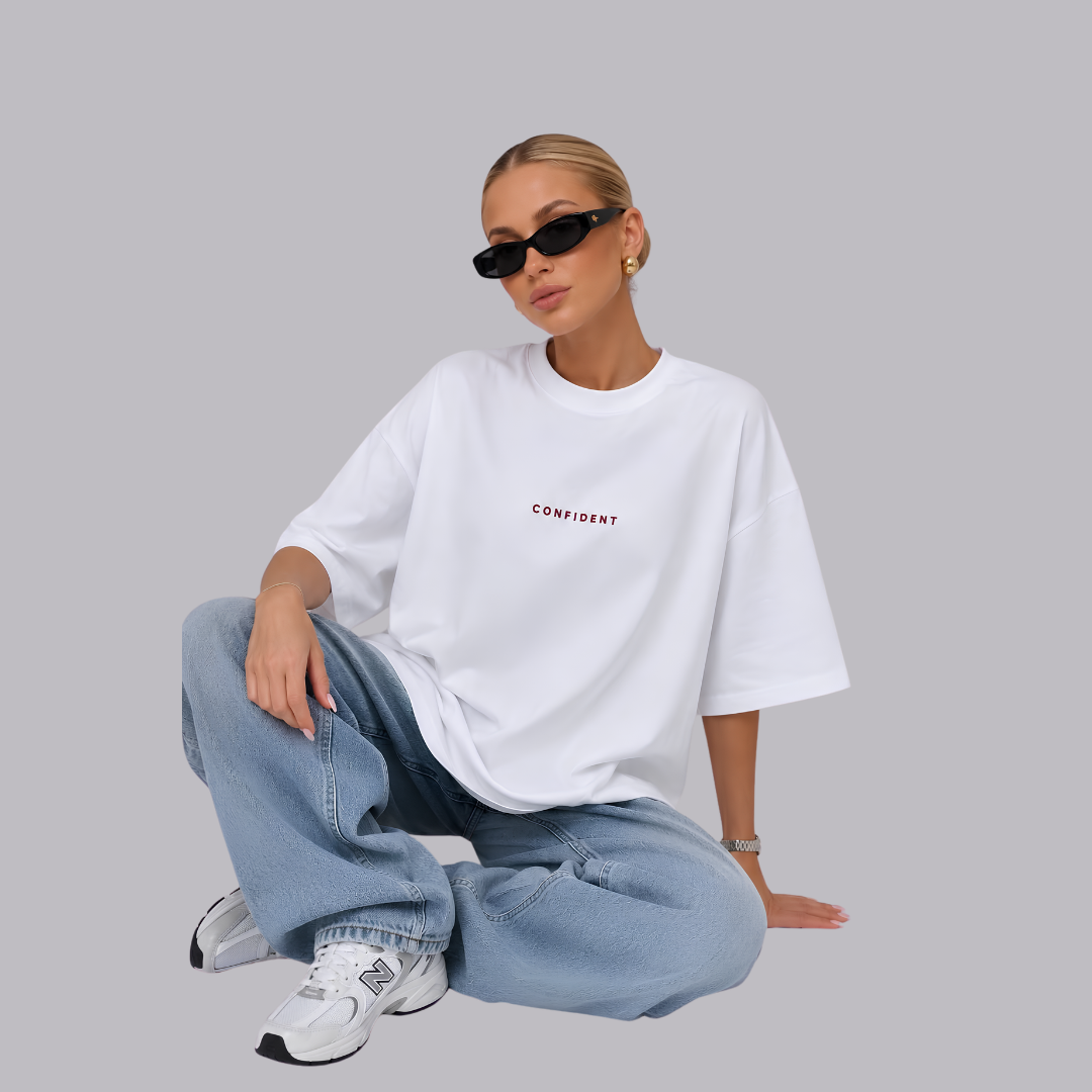 Women's Oversized "Confident" T-Shirt – White